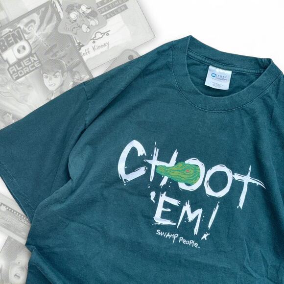 Y2K Choot Em! History Channel Swamp People Graphic Tee - Picture 1 of 5